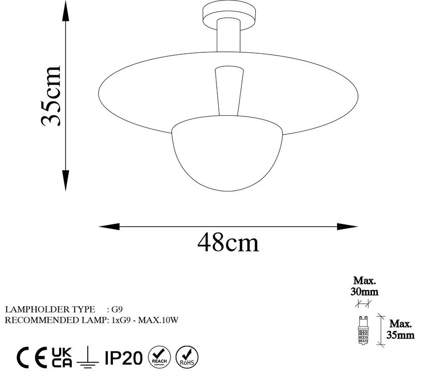Stropné svietidlo v medenej farbe s kovovým tienidlom ø 48 cm Kurt – Opviq lights
