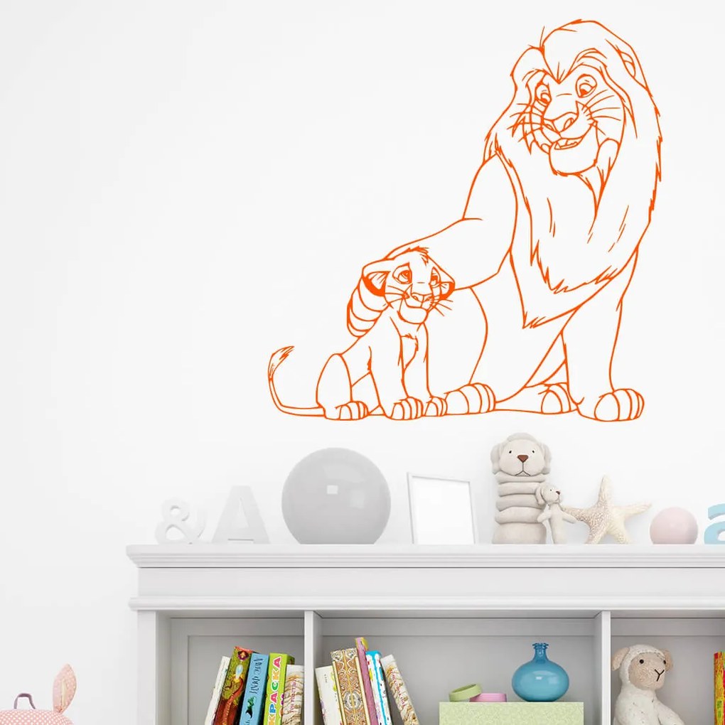 Veselá Stena Samolepka Mufasa a Simba Leví kráľ Farba: žlutá, Veľkosť: 60 x 61 cm