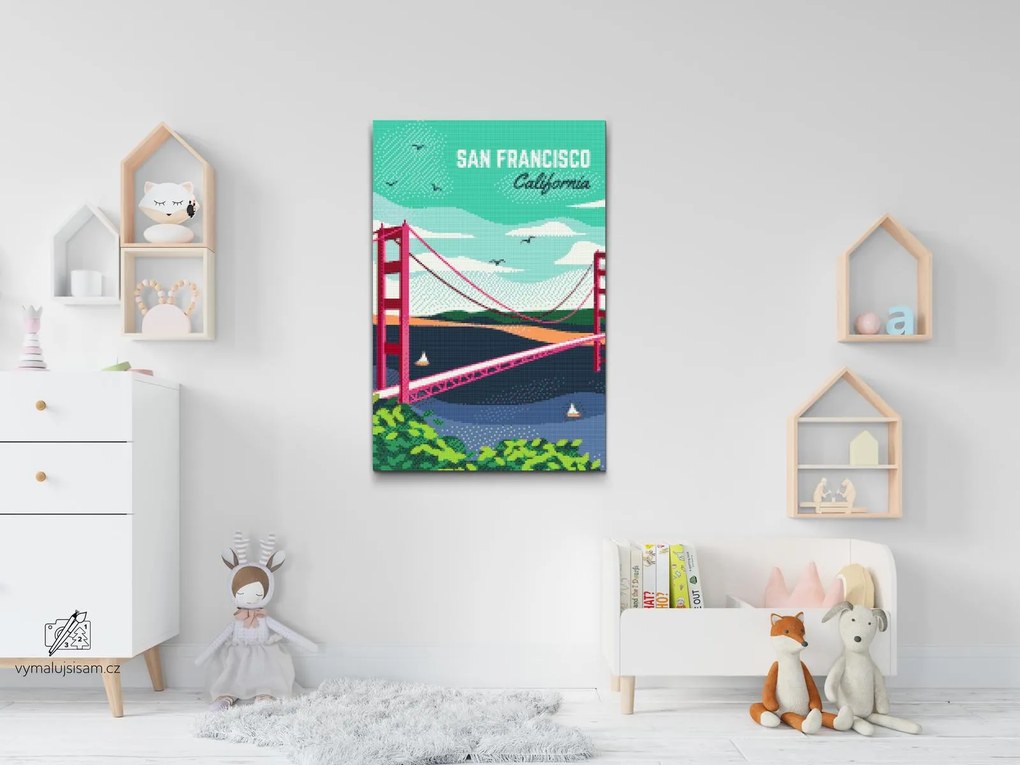 Gario Diamantové maľovanie San Francisco, Spojené štáty Rozmery: 80 x 120 cm, Rámovanie: Iba zrolované plátno, Diamanty: Štvorcové