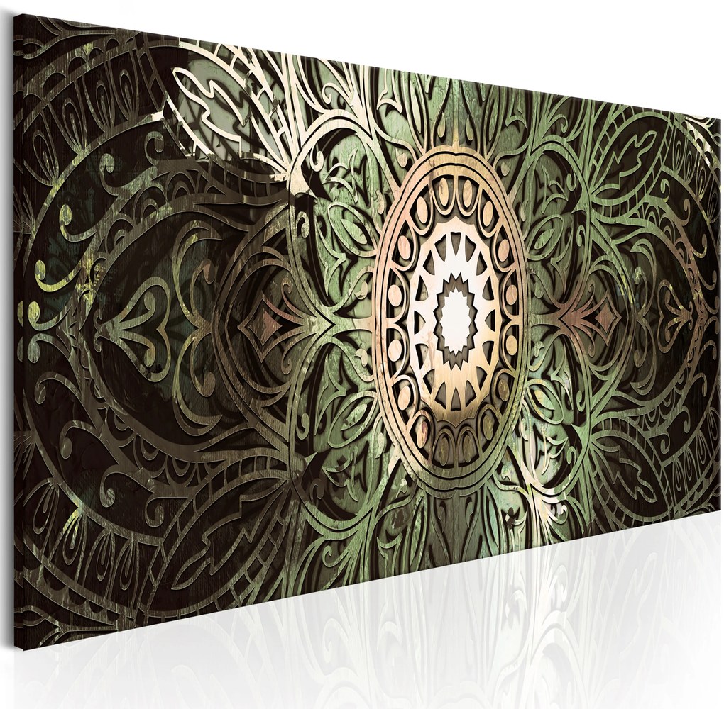 Artgeist Obraz - Emerald Mandala Veľkosť: 150x50, Verzia: Standard