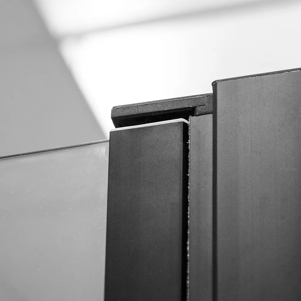 Dvojkrídlové sprchové dvere BADEN BLACK II na inštaláciu do niky Černý elox Sklo TRANSPARENT Univerzální 100 cm