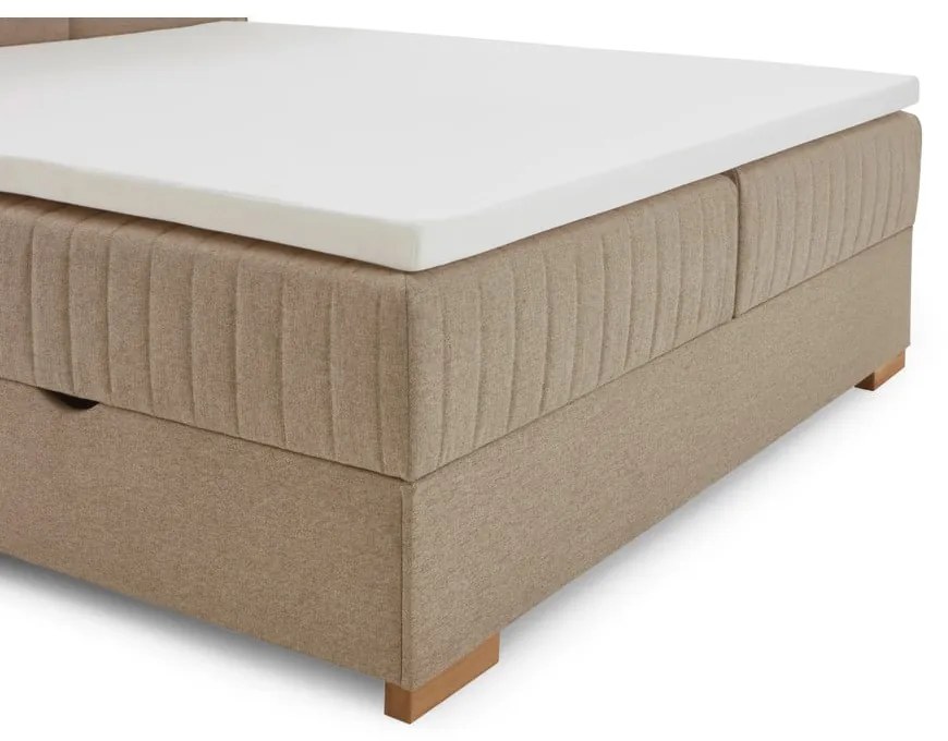 Béžová boxspring posteľ s úložným priestorom 180x200 cm Tambo – Meise Möbel