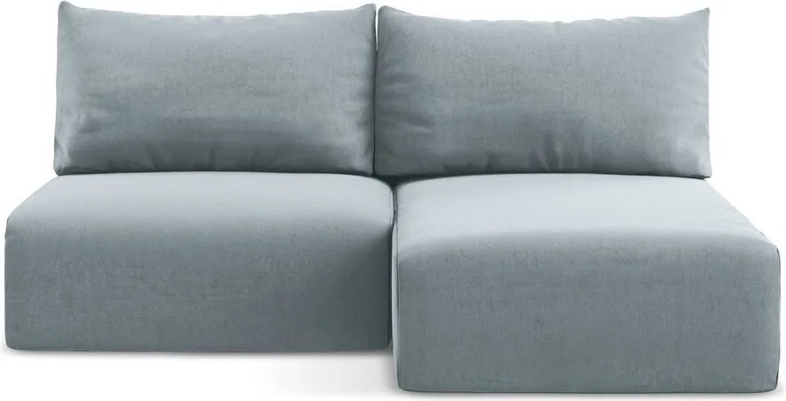 Modrá zamatová rozkladacia/s úložným priestorom rohová pohovka (pravý roh/s leňoškou) Kalena – Makamii