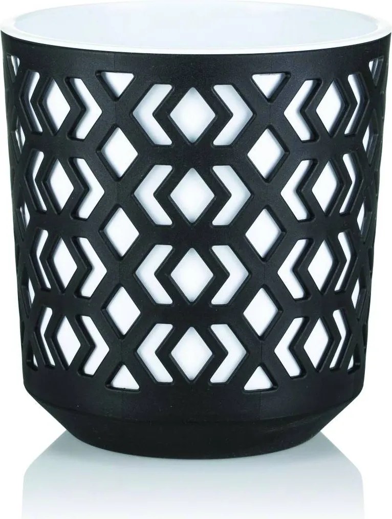 PLASTOVÝ KVETINÁČ ETNIC SADA 2KS 14,8X13,9 CM+20,1X19,5 CM ČIERNA