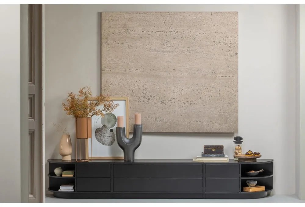 Čierna TV zostava z borovicového dreva 206x40 cm Finca – WOOOD