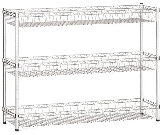 Drôtený regál s košovými policami, 900 x 1200 x 350 mm, 3 police