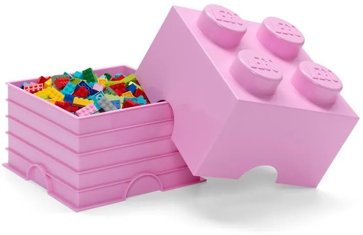 Svetloružový úložný box štvorec LEGO®