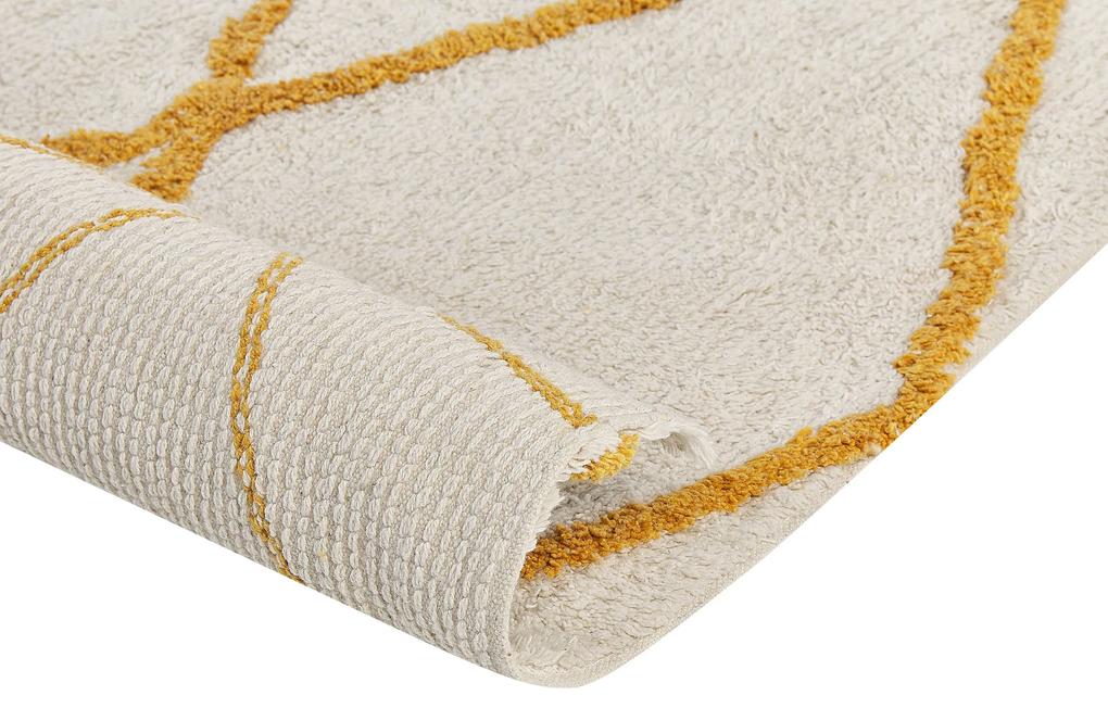 Bavlnený koberec 160 x 230 cm krémová biela/žltá MARAND Beliani