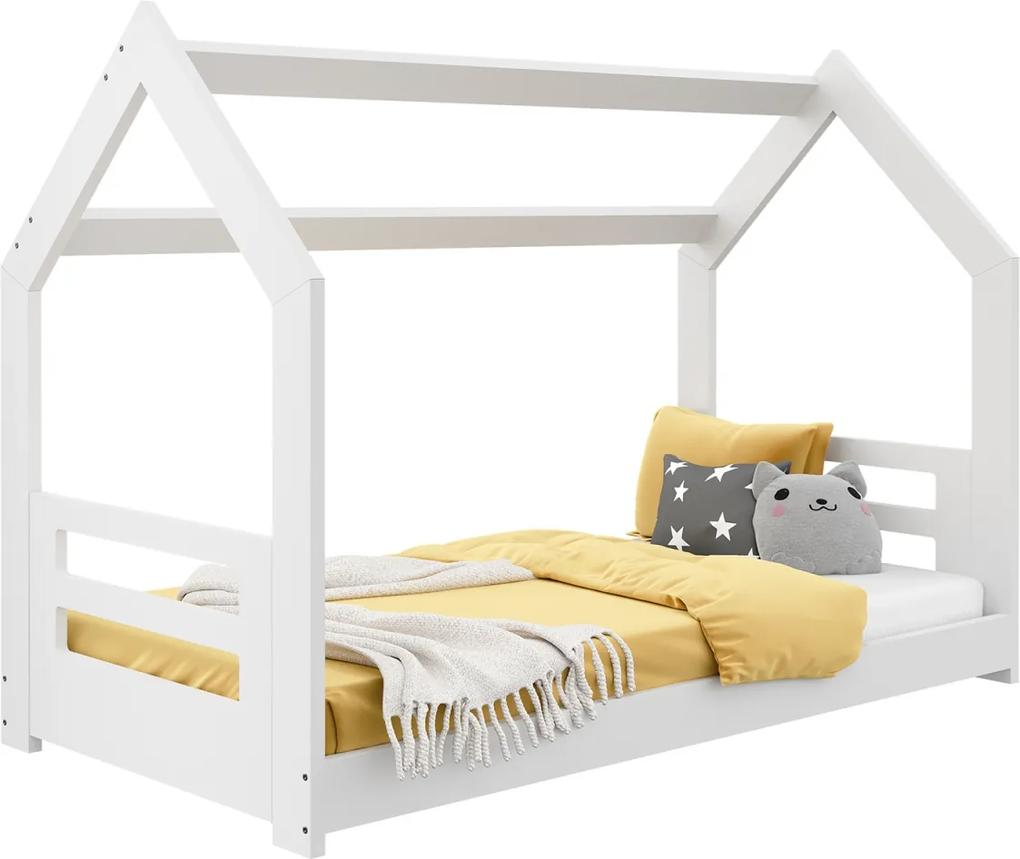 AMI nábytok Detská posteľ DOMČEK D2B 80x160cm masív biela