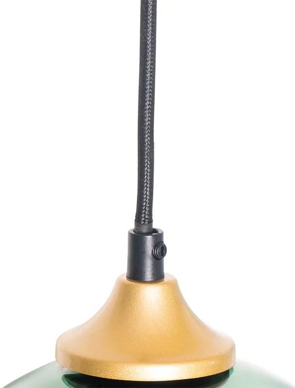 Závesné svietidlo mosadzné s modrým a zeleným sklom 8-žiarovkové - Sandra