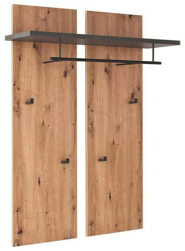 XXXLutz VEŠIAKOVÝ PANEL, antracitová, farby duba, 88/118/28 cm Voleo - Vešiakové steny - 000196048803