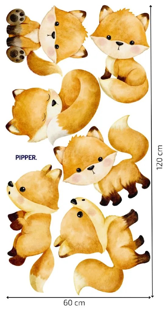 PIPPER. Textilná nálepka na stenu "Líšky"
