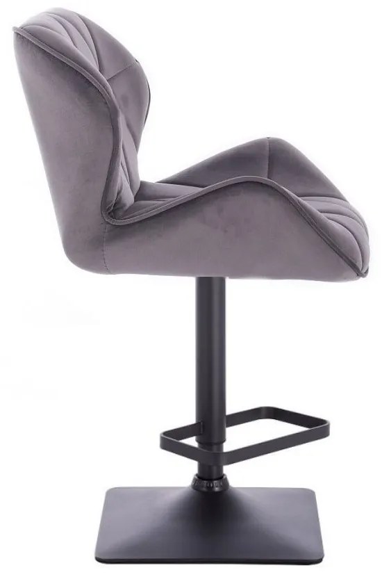 LuxuryForm DESIGN Barová stolička MILANO VELUR na čiernej hranatej podstave - tmavo šedá
