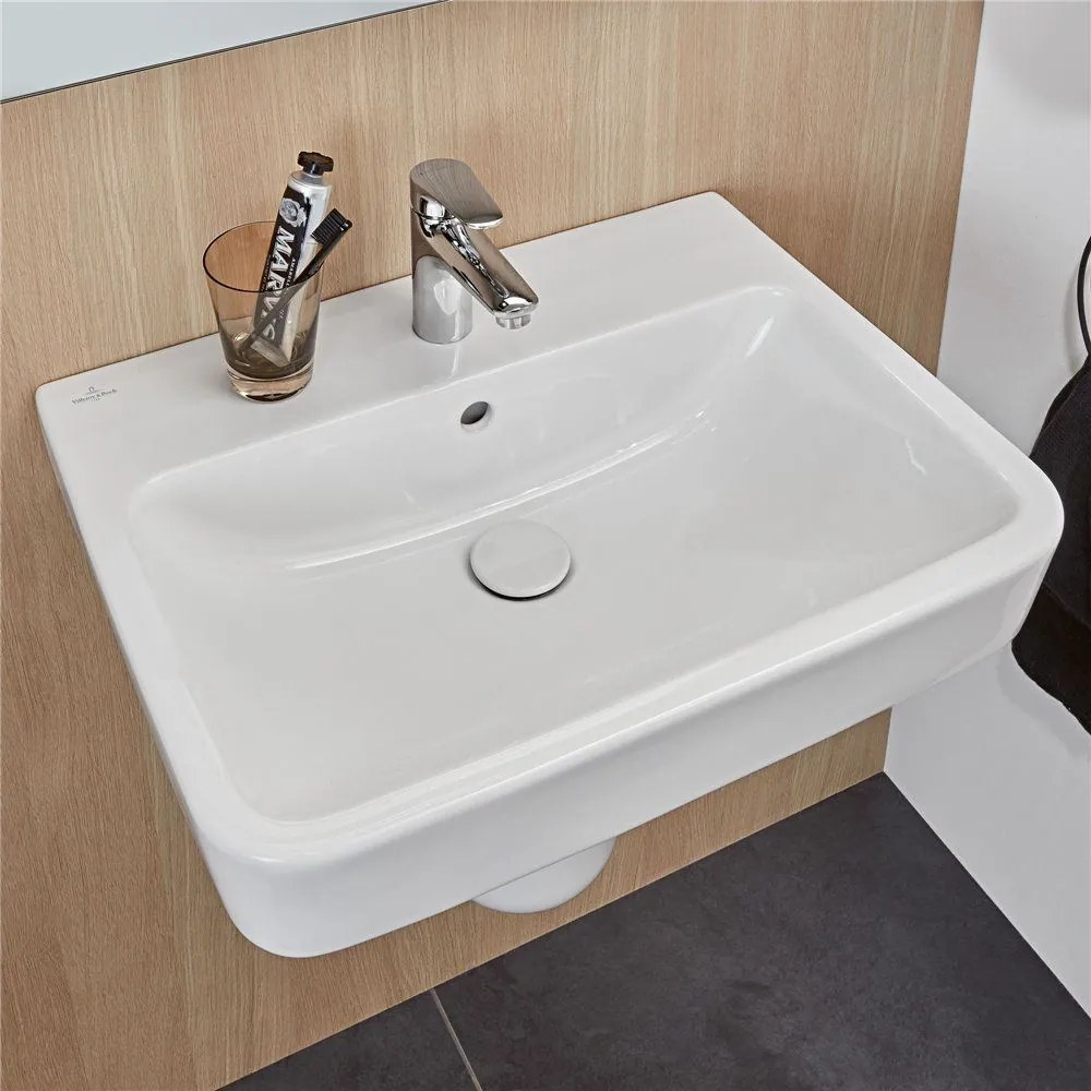 VILLEROY & BOCH O.novo závesné umývadlo s otvorom, s prepadom, 600 x 460 mm, biela alpská, s povrchom AntiBac a CeramicPlus, 4A4160T2