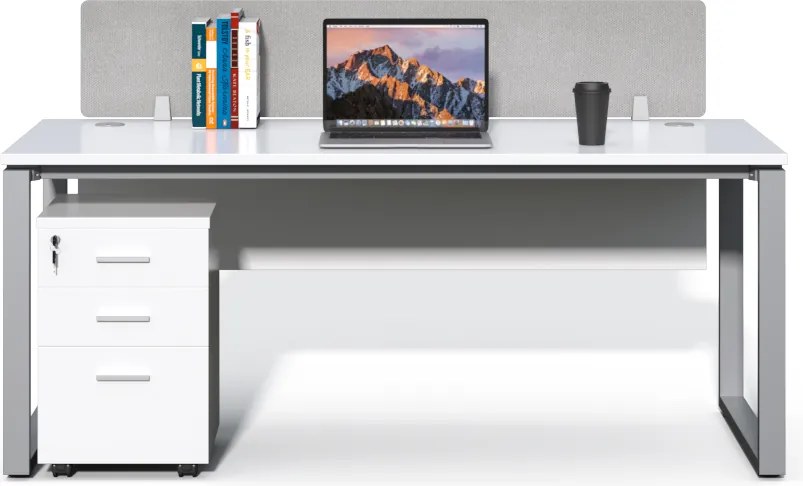 Kancelársky stôl s kontajnerom Houseland Prime Max 01 180 cm biely