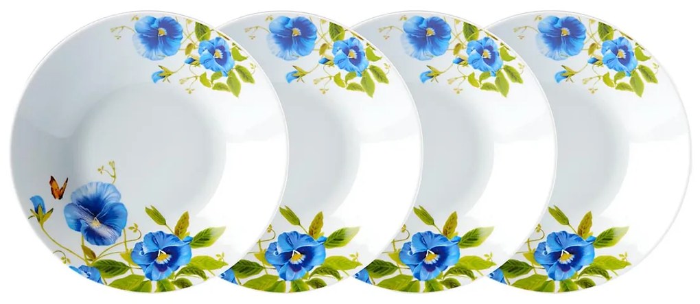 Die moderne Hausfrau Sada hlbokých tanierov Modrý kvet, 4 ks