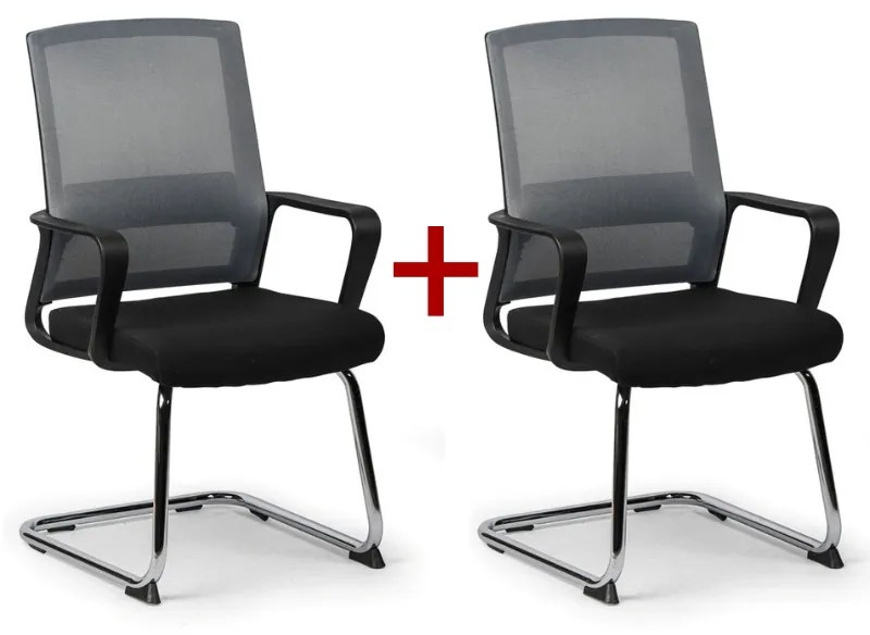 Konferenčná stolička LOW 1+1 ZADARMO, sivá