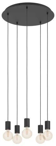 Eglo 390267 - Luster na lanku HUEBRO 5xE27/40W/230V čierna