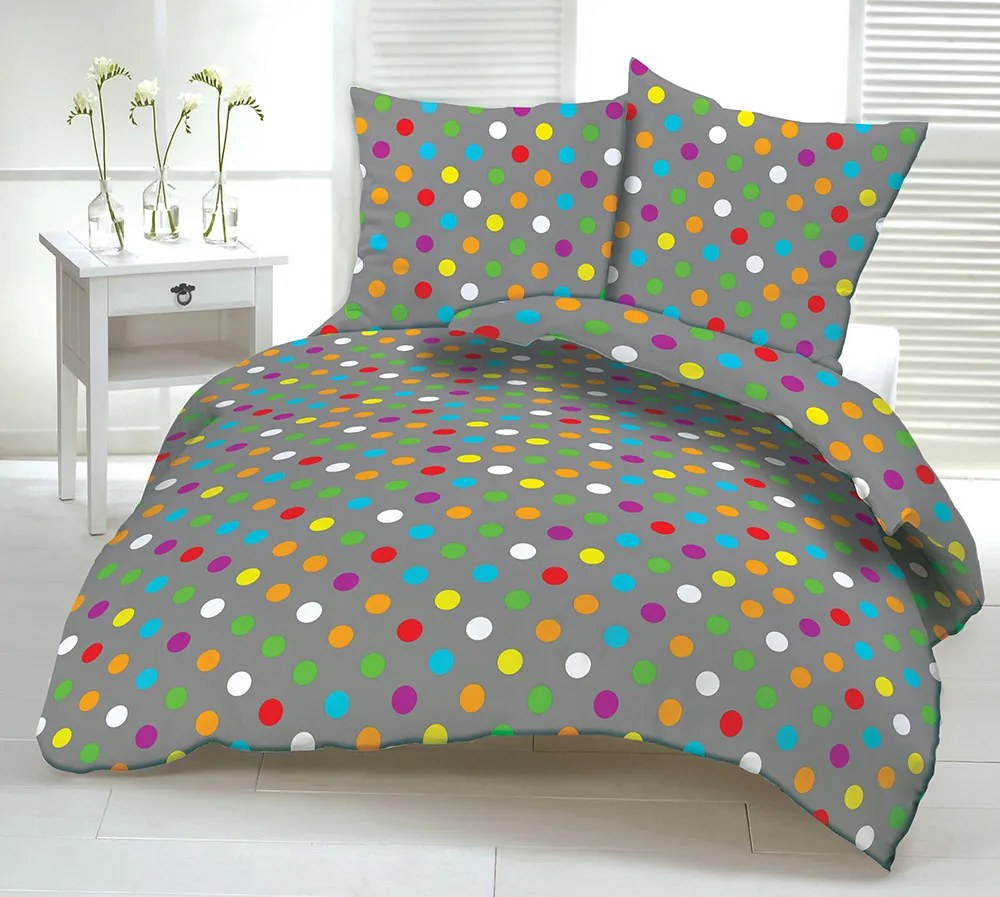 Obliečky krepové Rainbow sivé TiaHome - 1x Vankúš 90x70cm, 1x Paplón 140x200cm