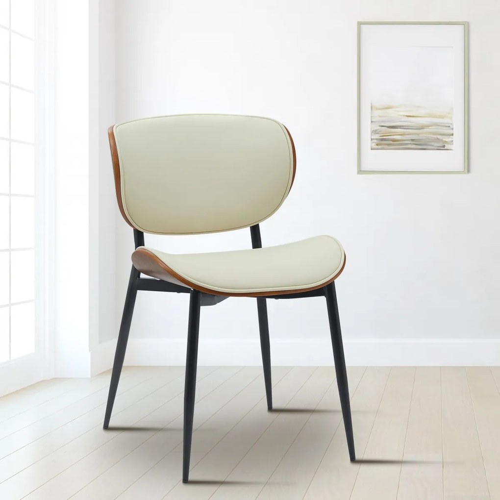 Stolička Enid - koženka - Orech / Krémová