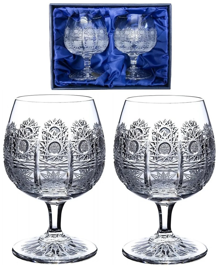 Onte Crystal Bohemia Crystal ručne brúsené poháre na brandy a koňak 500pk 280 ml 2KS