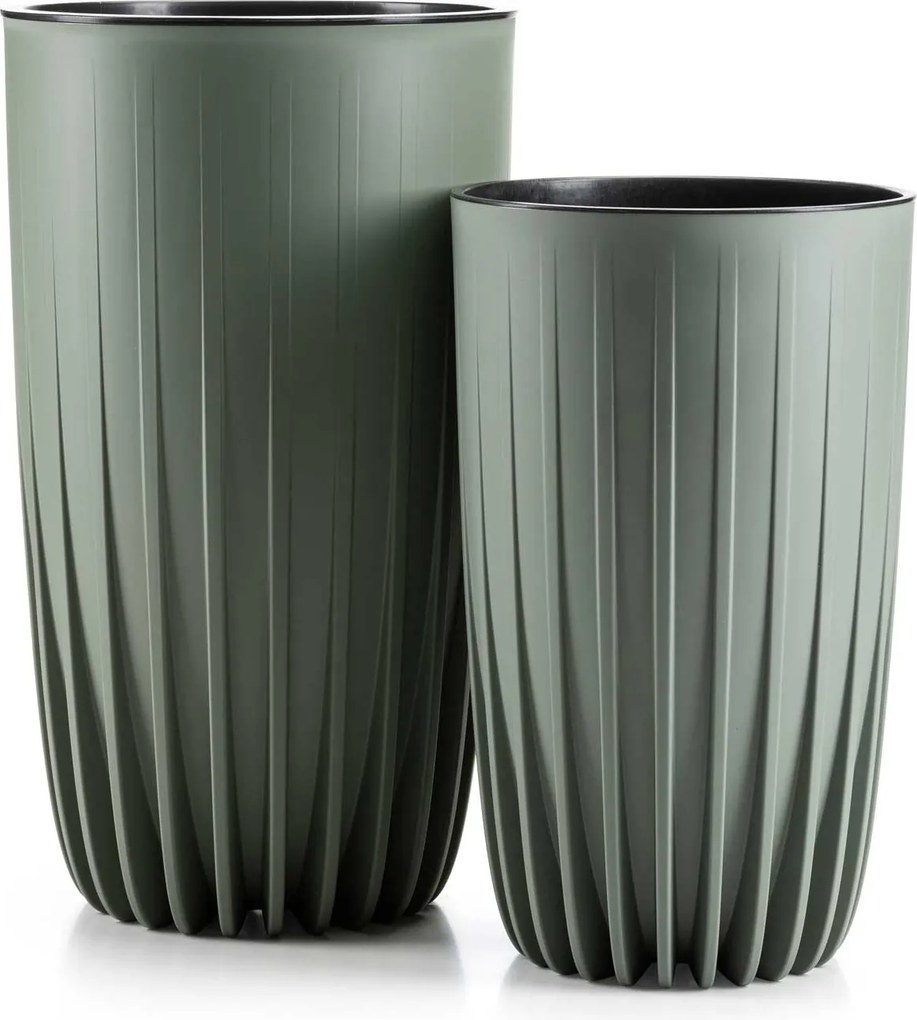 PLASTOVÝ KVETINÁČ STRIPPED 30X51,5 CM ZELENÁ