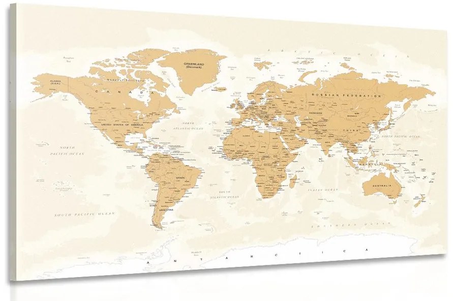 Obraz mapa sveta s vintage nádychom Varianta: 90x60