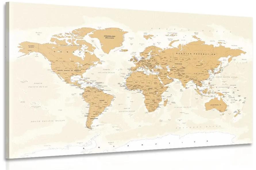 Obraz mapa sveta s vintage nádychom Varianta: 60x40
