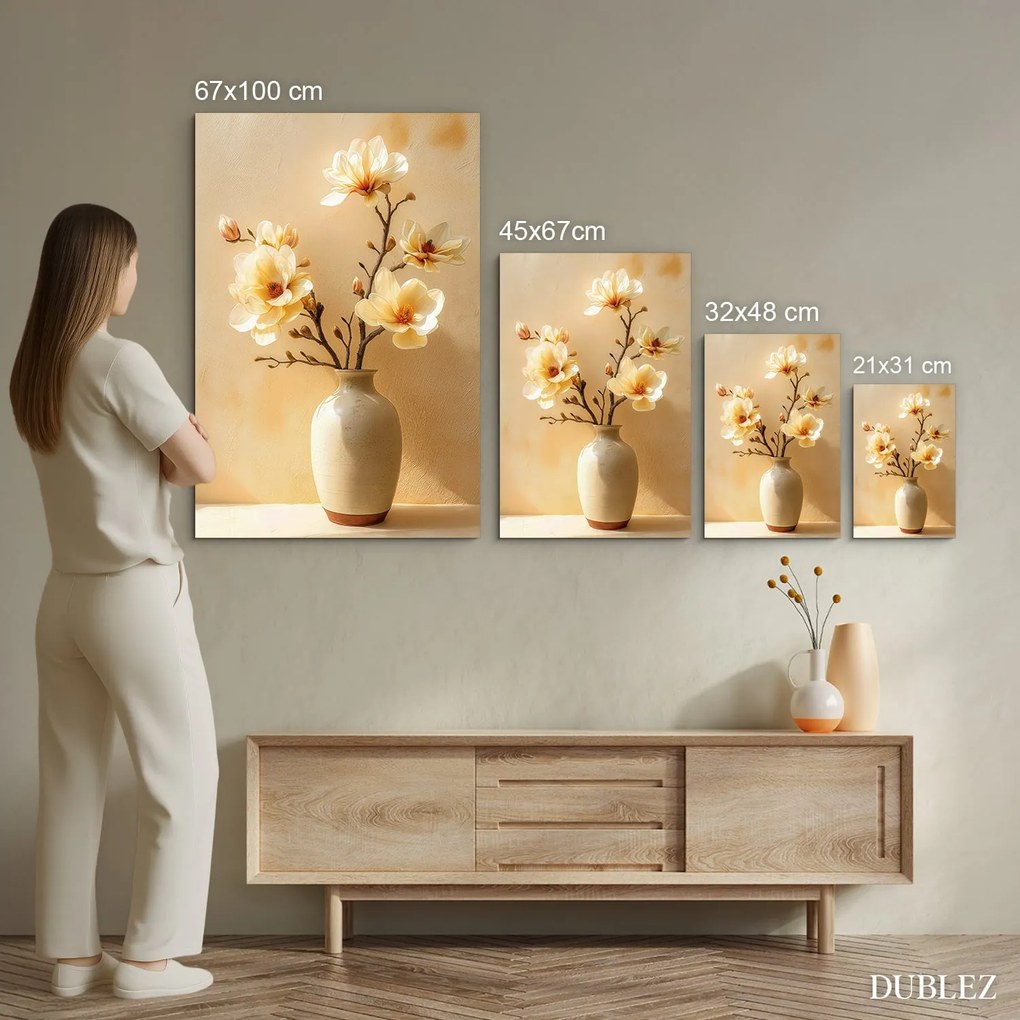 DUBLEZ | Nástenný obraz - Žlté magnólie vo váze