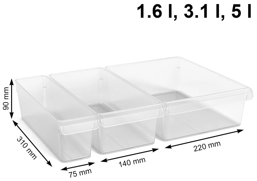 Sada 3ks organizérů do lednice, ROTHO LOFT FRIDGE, antibakteriální 5l+3l+1,5l