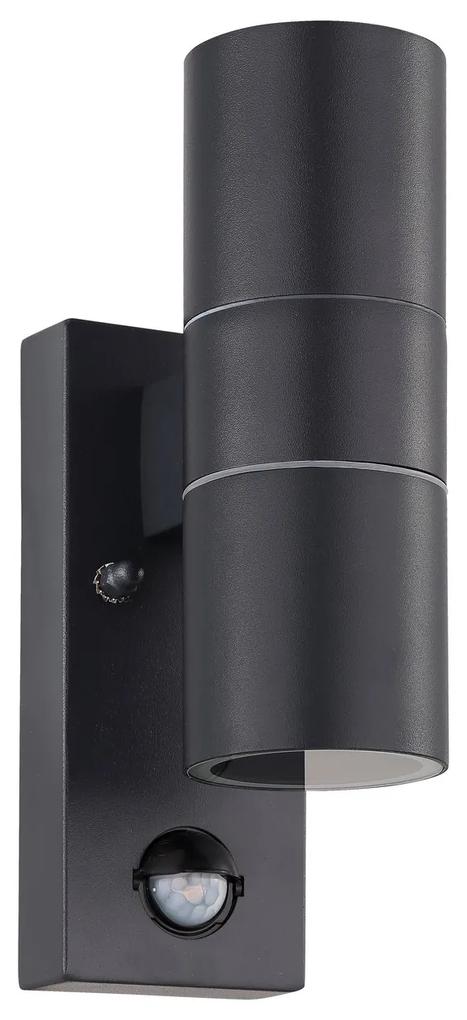 EGLO Vonkajšie nástenné LED svietidlo s čidlom RIGA 5, čierne