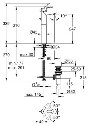 GROHE 32856000 - Umývadlová batéria BAULOOP 12” lesklý chróm