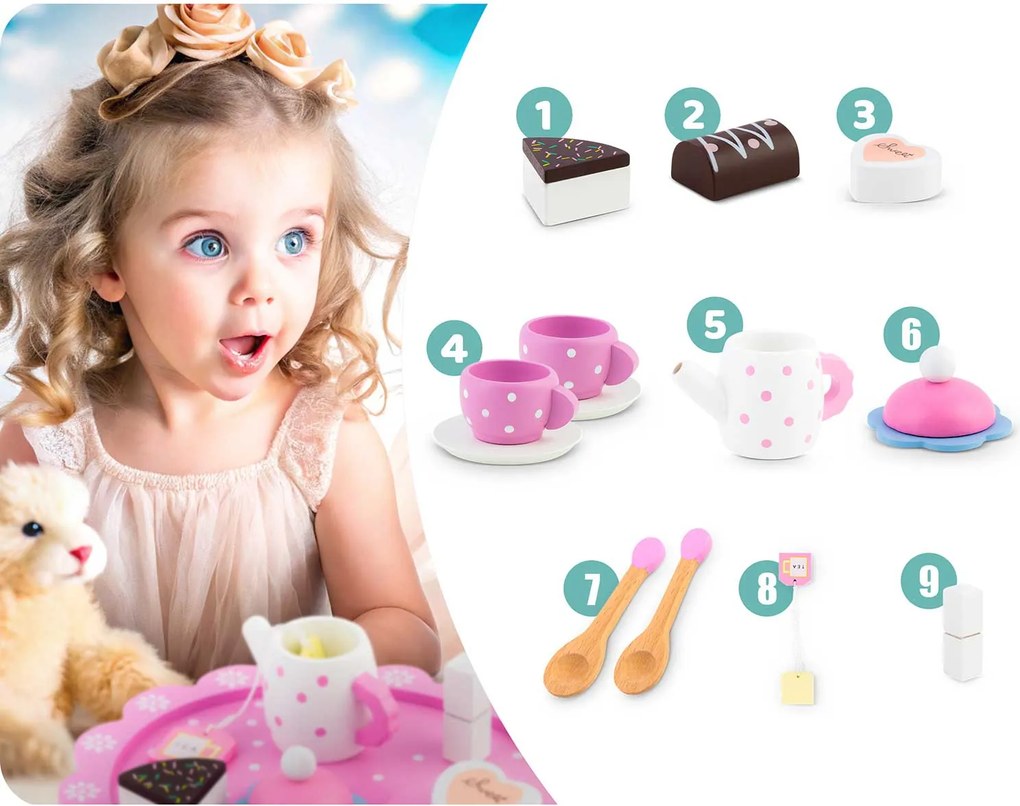 ISO Trade Drevená čajová súprava na hranie Montessori Ricokids RK-869