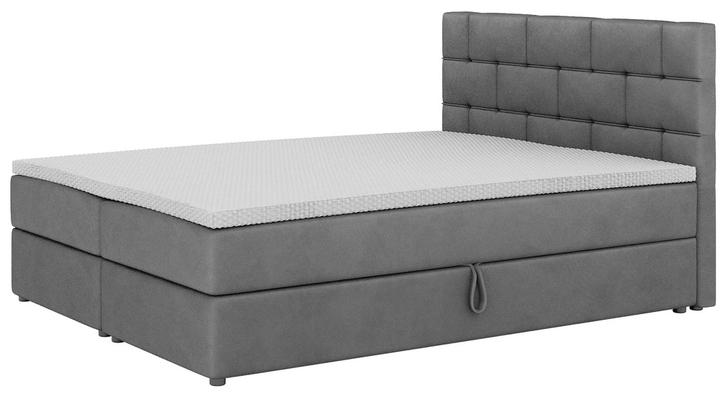 Manželská posteľ Boxspring 160x200 cm Waller Comfort (tmavosivá) (s roštom a matracom). Akcia -21%. Vlastná spoľahlivá doprava až k Vám domov. 1056375