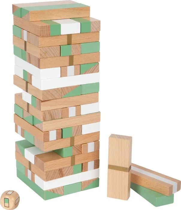 Dřevěná věž JENGA GOLD hnědo-zelená