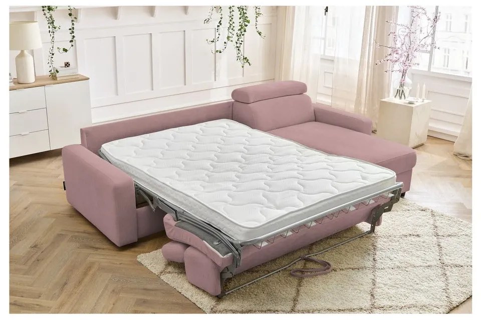 Ružová rozkladacia rohová pohovka (variabilná) Monaco – Bobochic Paris