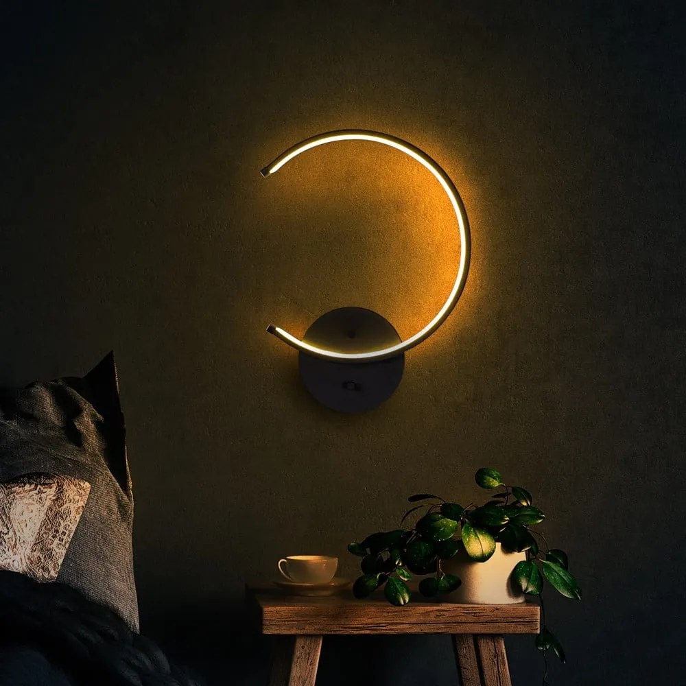 Čierne LED nástenné svietidlo ø 10 cm Moon – Opviq lights
