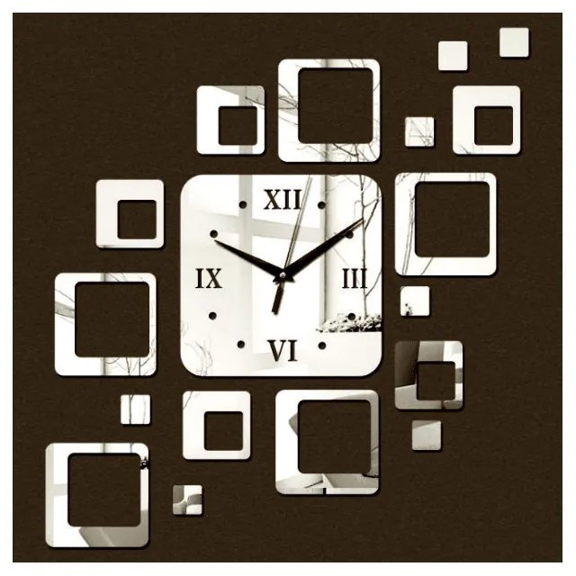 Nalepovacie zrkadlové hodiny na stenu štvorec I SENTOP IA-050-S -198-S