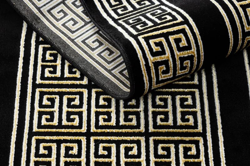 Dywany Łuszczów, Koberec behúň Gloss 6776 86 greek black/gold, 60x300, žltá, kancelária