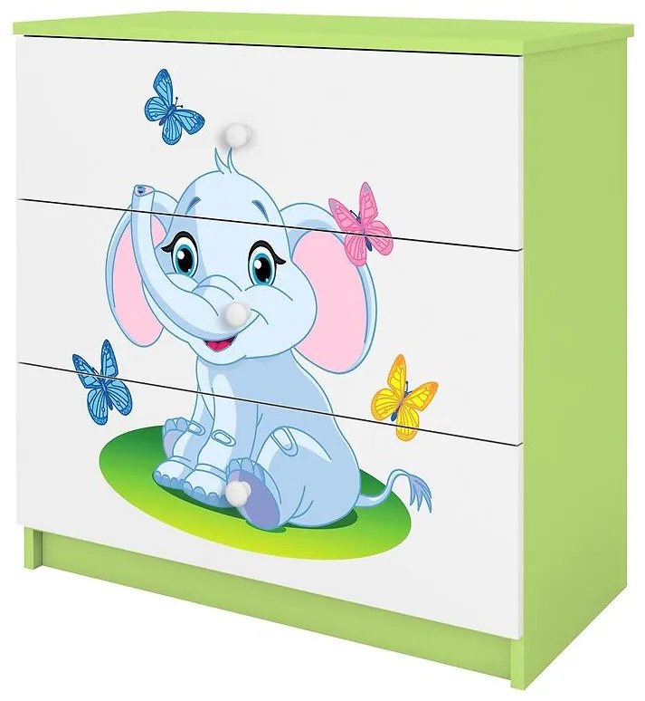 Detská komoda  Babydreams zelená – Slon