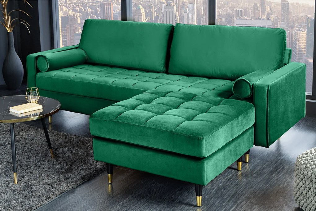 Taburetka Velvet Cozy 80cm smaragdovo zelená zamat