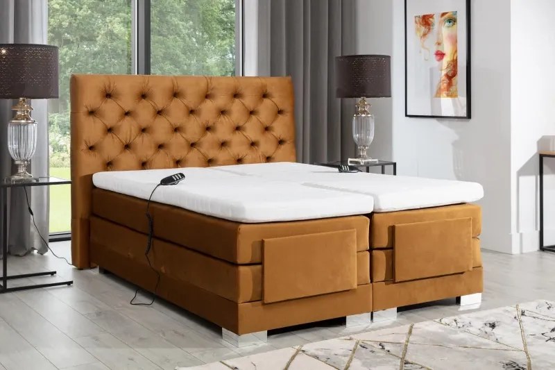 Kontinentálna posteľ CARLINO boxspring s elektrickým polohovaním 200x180, zelená (kronos 19)