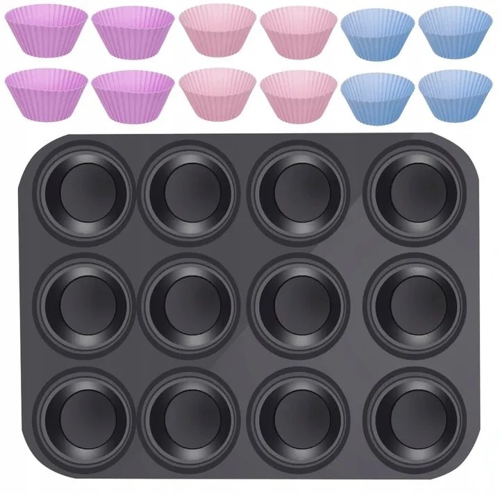 Ruhhy Teflónová forma na muffiny s košíčkami 12 ks