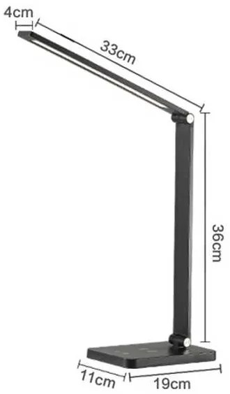 Stolná lampa Platinet 10 W, bezdrôtové nabíjanie + USB, strieborná