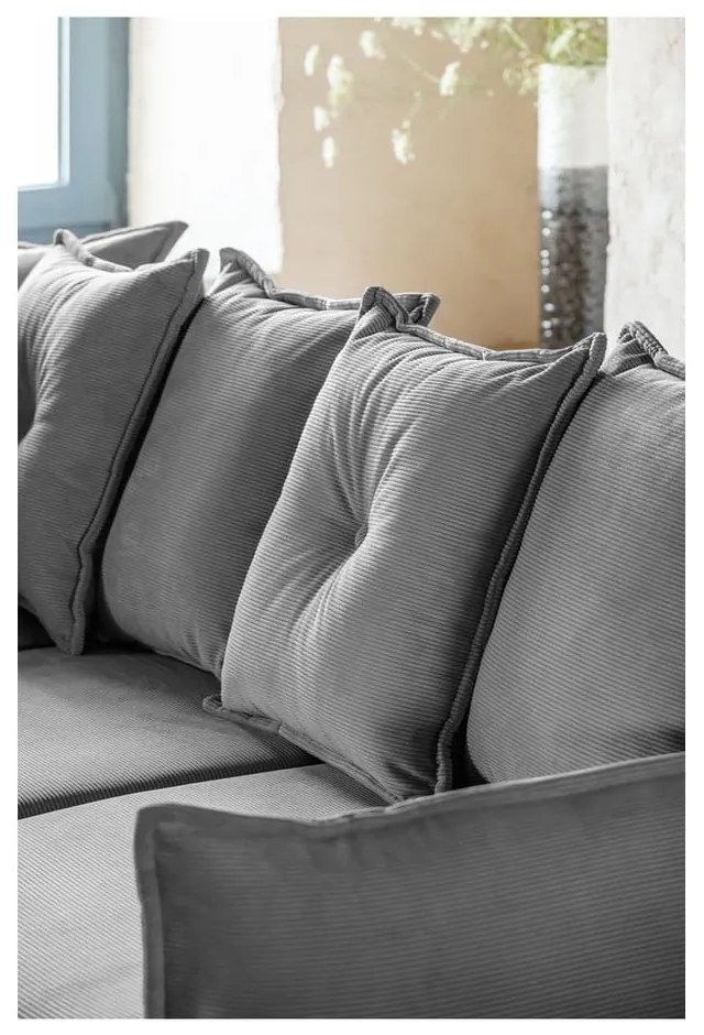 Sivá menčestrová rozkladacia rohová pohovka (variabilná) Lazy Lukka – Miuform