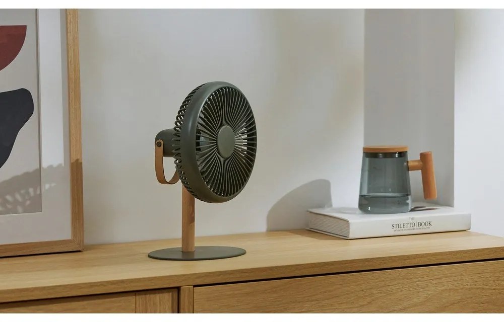 Zelená stolová lampa s ventilátorom na diaľkové ovládanie (výška 26 cm) Beyond – Gingko