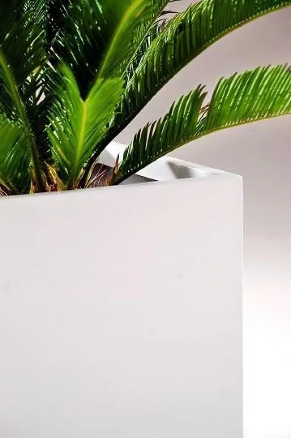 Kvetináč BLOCK, sklolaminát, 50x50x50 cm, biely mat