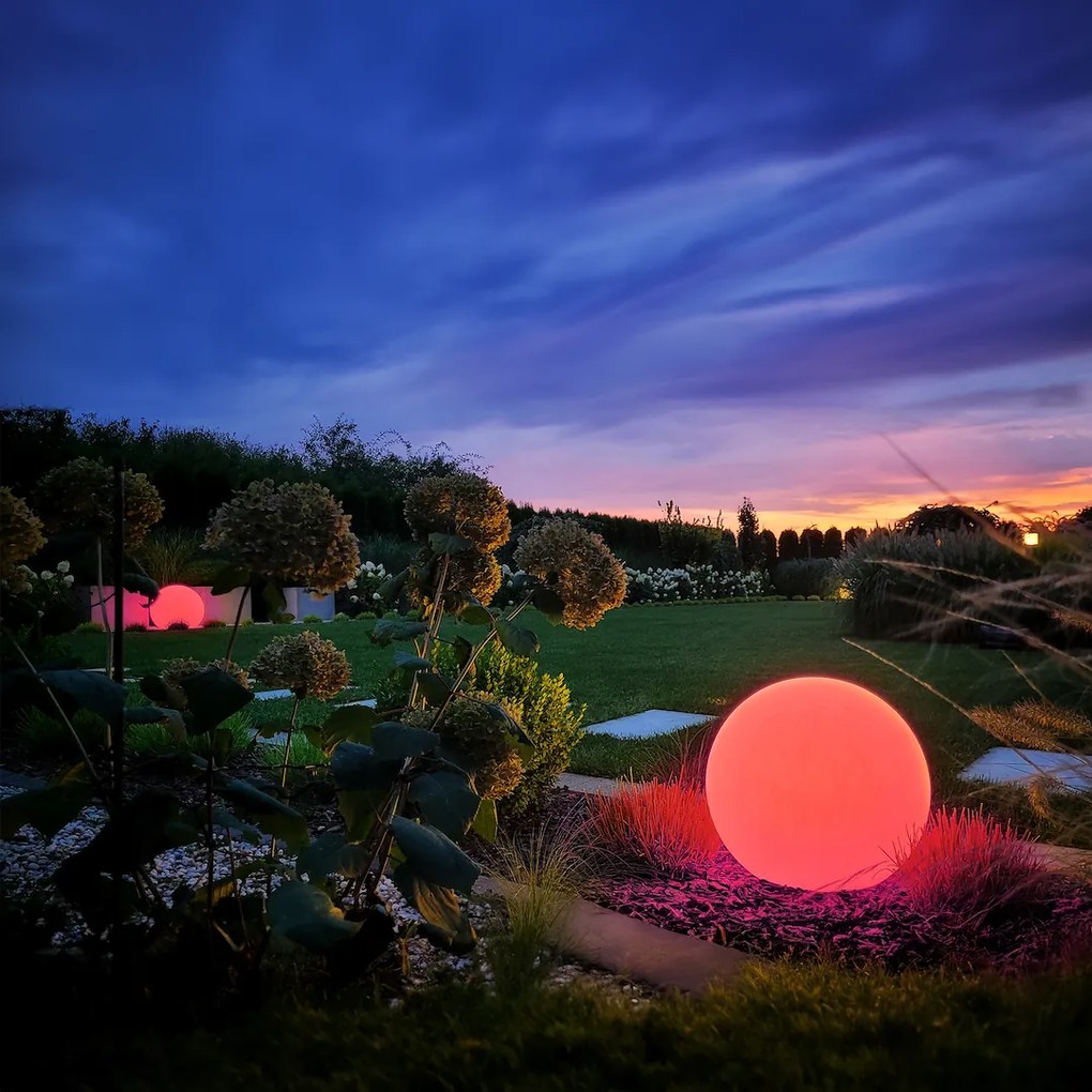 Exteriérové svietidlo Globo + LED žiarovka E27 RGB 10w + diaľkové ovládanie, (fi 30cm)