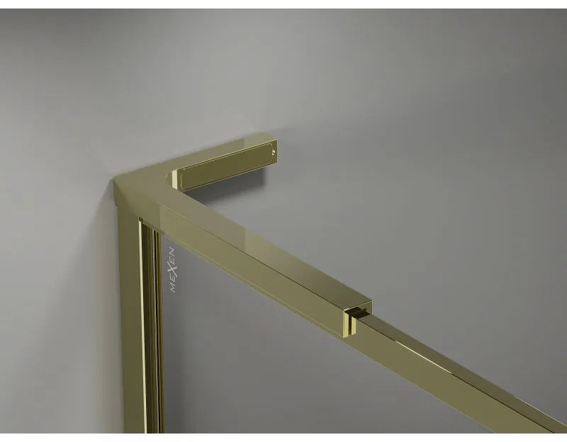 Mexen, Mexen Kioto-XF L sprchová stena s rámom 120 x 202 cm, transparentná 10 mm, zlatá - 800-120-174-50-00-XF
