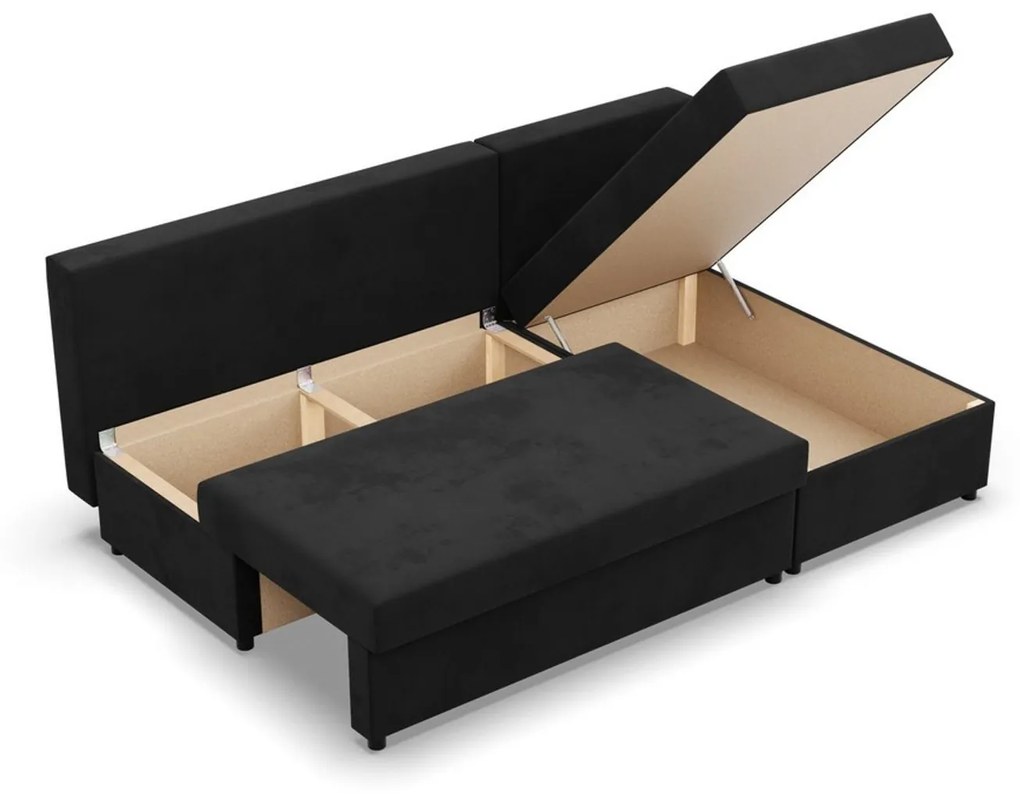 Rohová rozkladacia sedacia súprava DELI Čierna